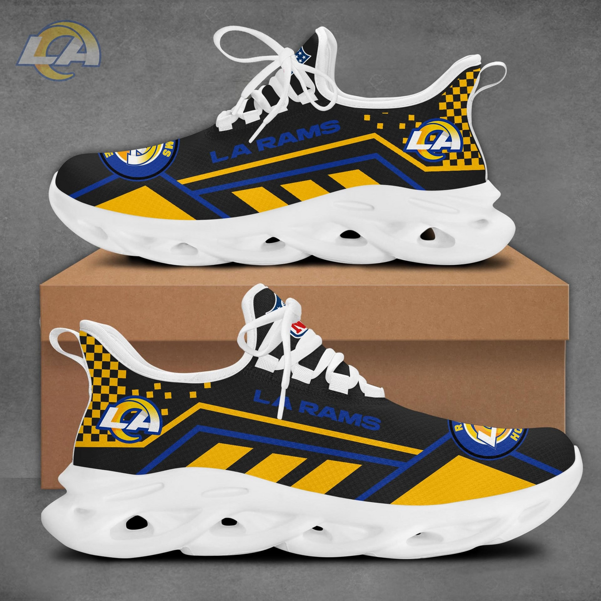 SPECIAL EDITION - NEW CUSTOMIZED NFL22 LAR LOS ANGELES RAMS MAX SOUL SHOES