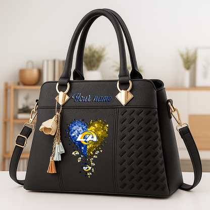LIMITED EDITION - NEW CUSTOMIZED NFL22 LAR LOS ANGELES RAMS ZIP HANDBAG MULTICOLOR