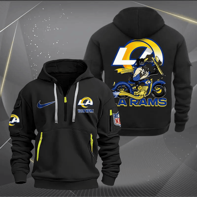 [SPECIAL OFFER] NEW CUSTOMIZED NFL22 LAR LOS ANGELES RAMS MUTICOLOR QUARTER ZIP HOODIE