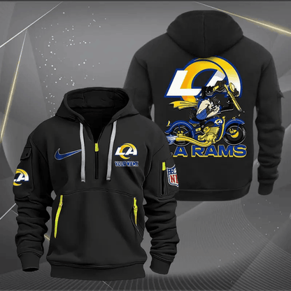 [SPECIAL OFFER] NEW CUSTOMIZED NFL22 LAR LOS ANGELES RAMS MUTICOLOR QUARTER ZIP HOODIE