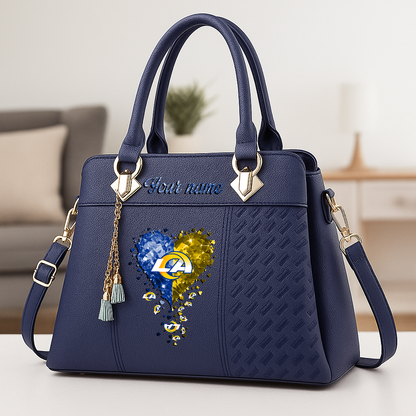 LIMITED EDITION - NEW CUSTOMIZED NFL22 LAR LOS ANGELES RAMS ZIP HANDBAG MULTICOLOR