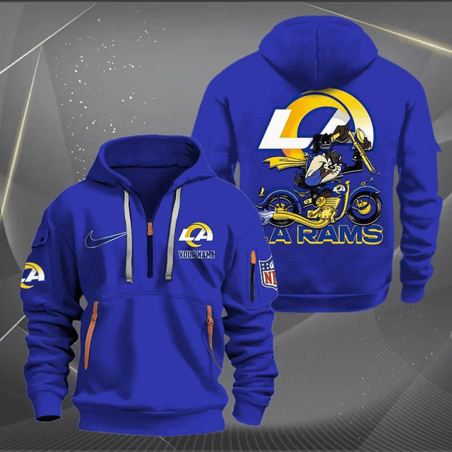 [SPECIAL OFFER] NEW CUSTOMIZED NFL22 LAR LOS ANGELES RAMS MUTICOLOR QUARTER ZIP HOODIE