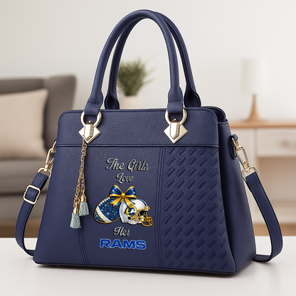 LIMITED EDITION - NEW CUSTOMIZED NFL22 LAR LOS ANGELES RAMS WOMEN'S ZIP HANDBAG MULTICOLOR