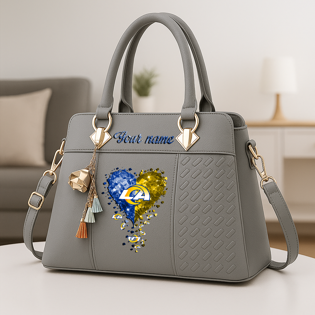 LIMITED EDITION - NEW CUSTOMIZED NFL22 LAR LOS ANGELES RAMS ZIP HANDBAG MULTICOLOR