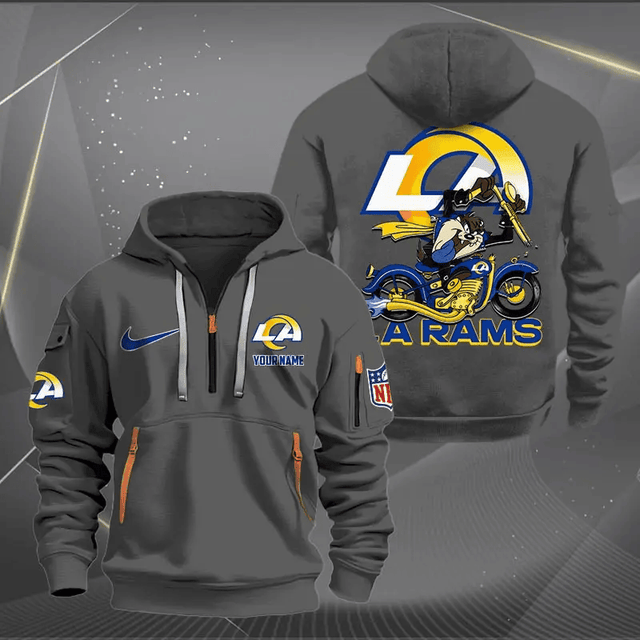 [SPECIAL OFFER] NEW CUSTOMIZED NFL22 LAR LOS ANGELES RAMS MUTICOLOR QUARTER ZIP HOODIE