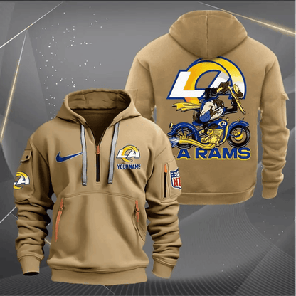 [SPECIAL OFFER] NEW CUSTOMIZED NFL22 LAR LOS ANGELES RAMS MUTICOLOR QUARTER ZIP HOODIE