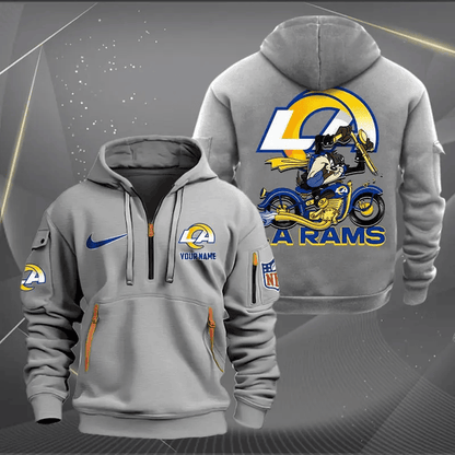 [SPECIAL OFFER] NEW CUSTOMIZED NFL22 LAR LOS ANGELES RAMS MUTICOLOR QUARTER ZIP HOODIE