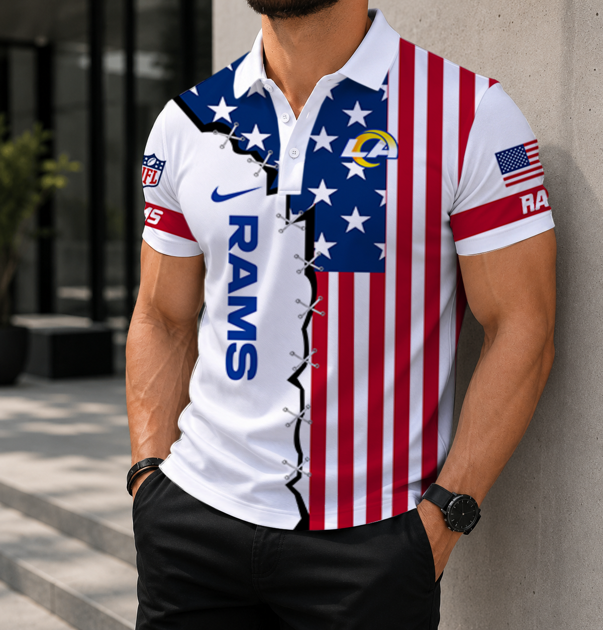 LIMITED EDITION - NEW CUSTOMIZED NFL22 LAR LOS ANGELES RAMS POLO SHIRT, ZIP POLO SHIRT & T-SHIRTS