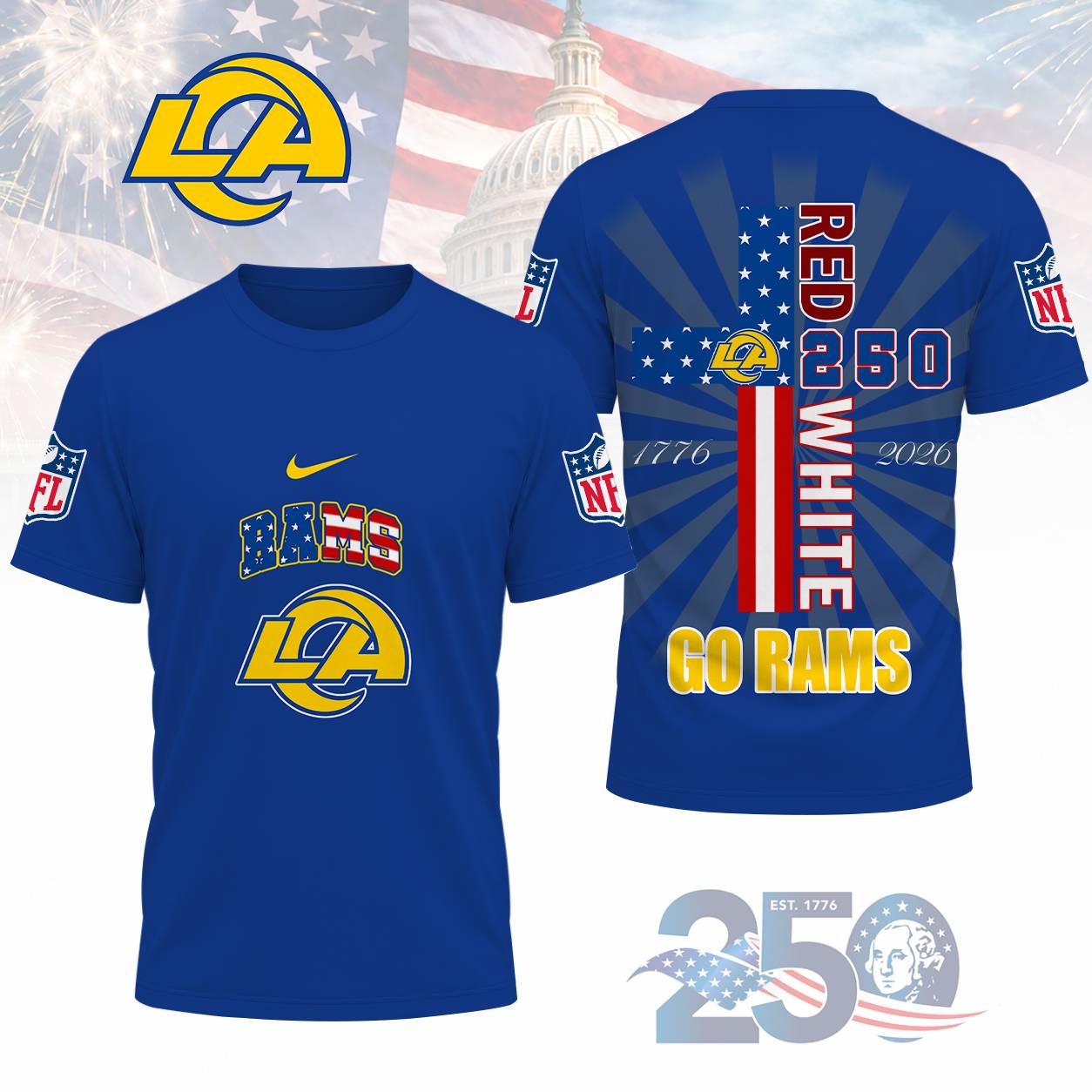 LIMITED EDITION - NEW CUSTOMIZED NFL22 LAR LOS ANGELES RAMS T-SHIRT, POLO SHIRT, ZIP POLO SHIRT, SWEATSHIRT, HOODIE & ZIP HOODIE
