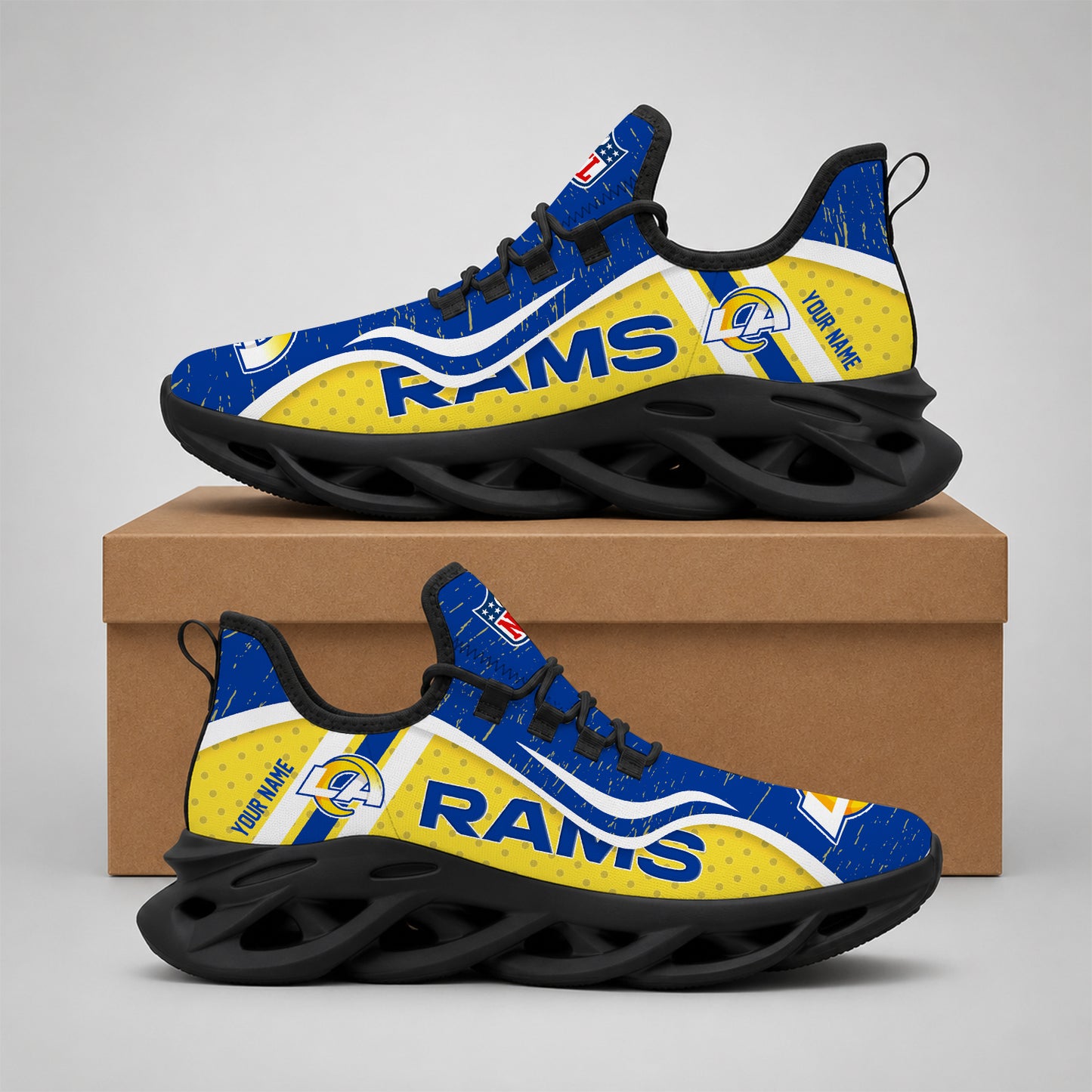 SPECIAL EDITION - NEW CUSTOMIZED NFL22 LAR LOS ANGELES RAMS MAX SOUL SHOES