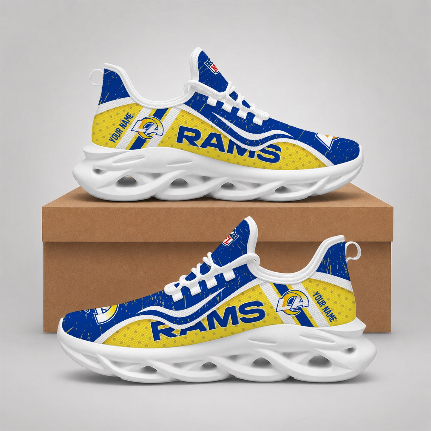SPECIAL EDITION - NEW CUSTOMIZED NFL22 LAR LOS ANGELES RAMS MAX SOUL SHOES