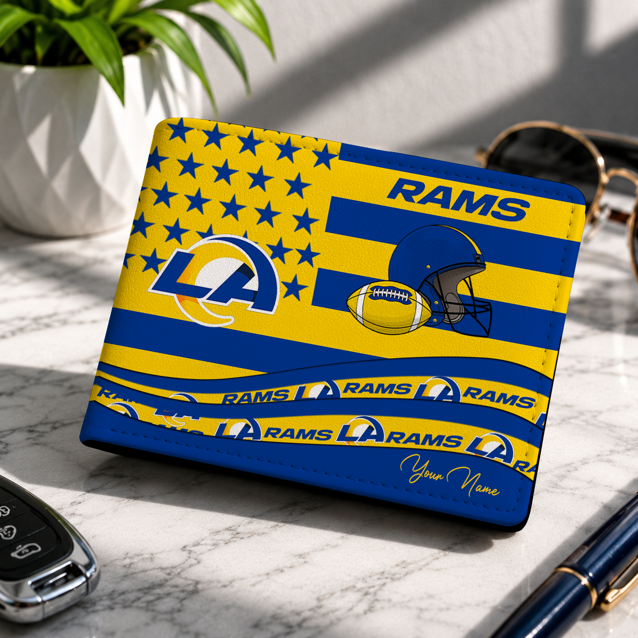 LIMITED EDITION - NEW CUSTOMIZED NFL22 LAR LOS ANGELES RAMS LEATHER WALLET