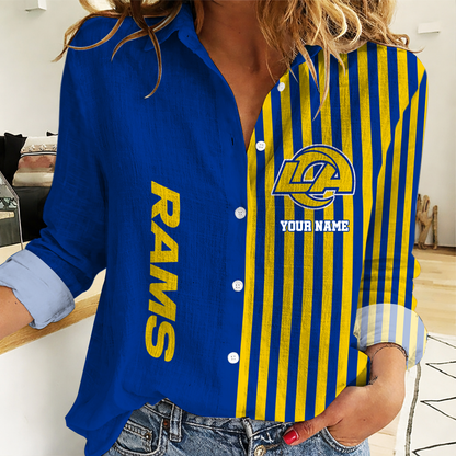 ELITE EDITION - NEW CUSTOMIZED NFL22 LAR LOS ANGELES RAMS WOMEN CASUAL SHIRT