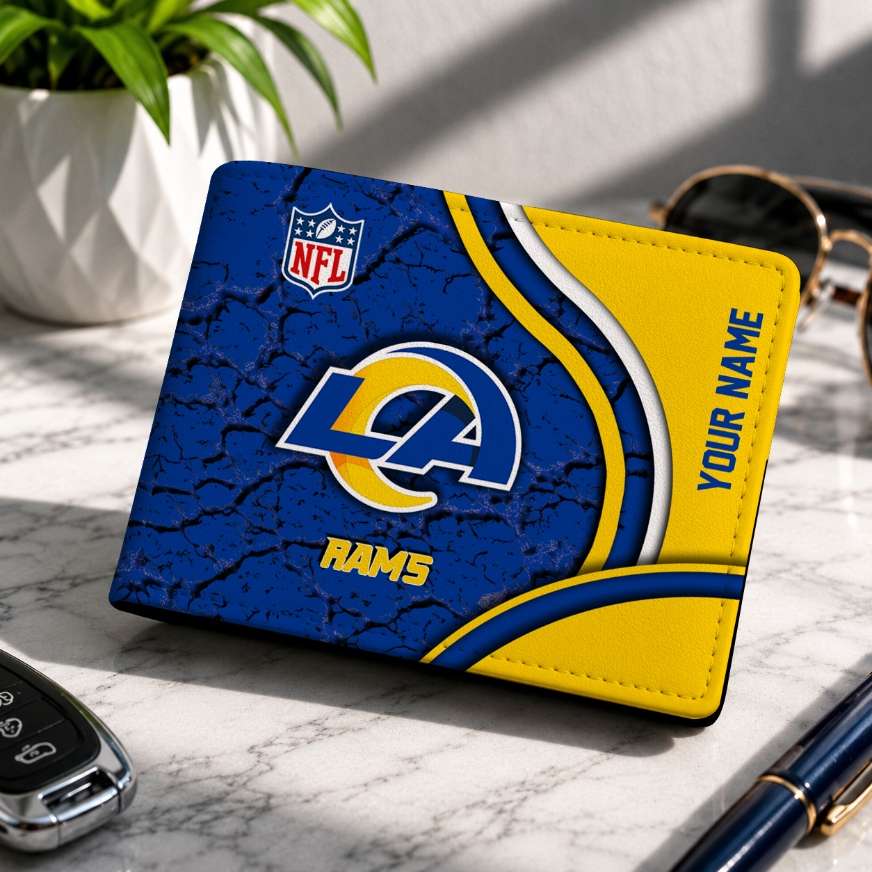 MEGA SALE - NEW CUSTOMIZED NFL22 LAR LOS ANGELES RAMS LEATHER WALLET