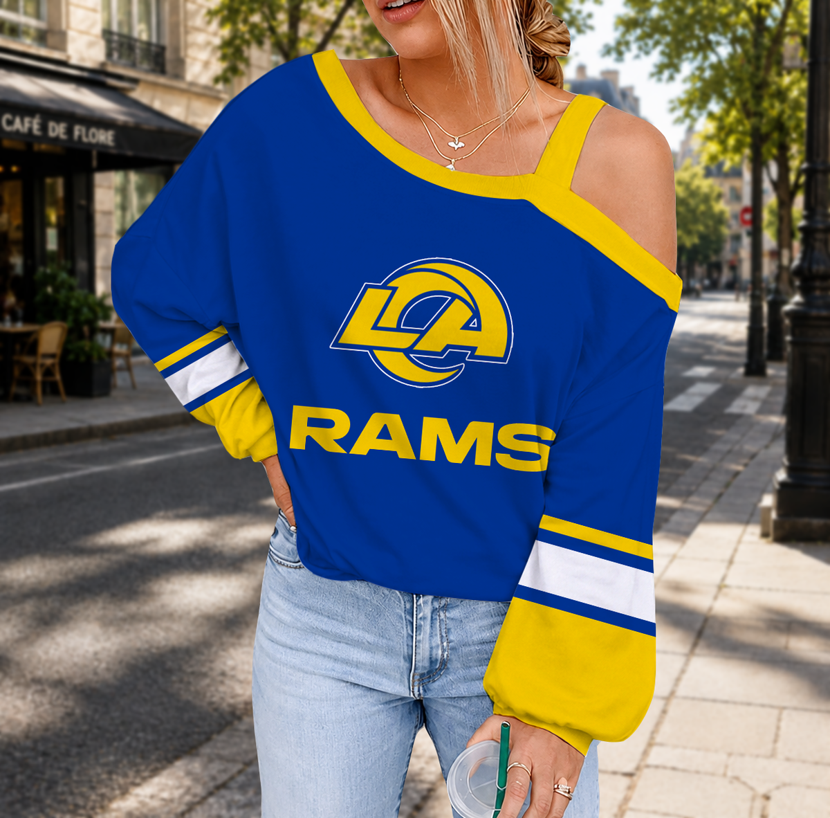 SPECIAL EDITION - NEW CUSTOMIZED NFL22 LAR LOS ANGELES RAMS DROP SHOULDER SWEATSHIRT