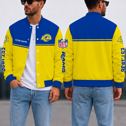 LIMITED EDITION - NEW CUSTOMIZED NFL22 LAR LOS ANGELES RAMS SATIN VARSITY & BASEBALL JACKET