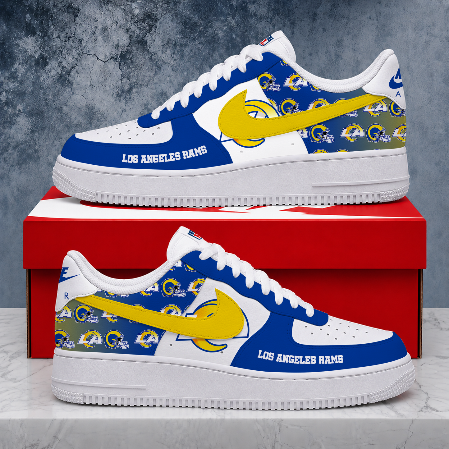 VIRAL EDITION - NEW CUSTOMIZED NFL22 LAR LOS ANGELES RAMS AF1 SHOES