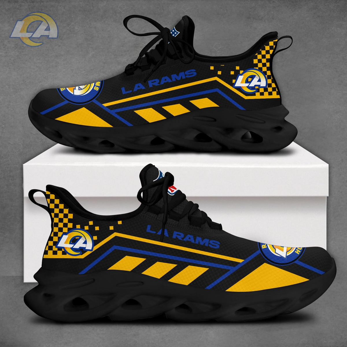 SPECIAL EDITION - NEW CUSTOMIZED NFL22 LAR LOS ANGELES RAMS MAX SOUL SHOES