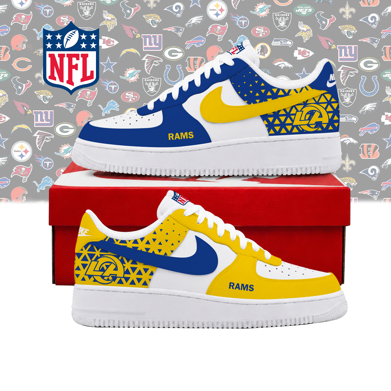 LIMITED EDITION - NEW CUSTOMIZED NFL22 LAR LOS ANGELES RAMS AF1 SHOES