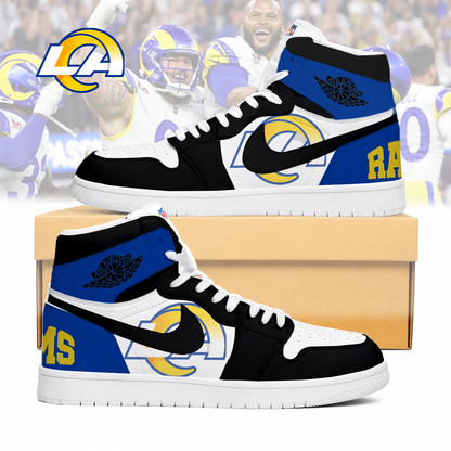 LIMITED EDITION - NEW CUSTOMIZED NFL22 LAR LOS ANGELES RAMS AIR JORDAN SNEAKERS