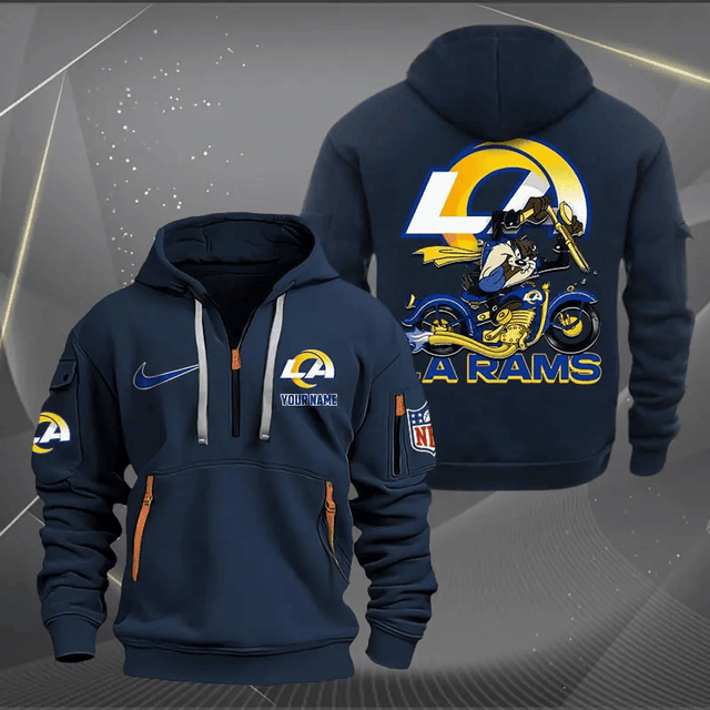 [SPECIAL OFFER] NEW CUSTOMIZED NFL22 LAR LOS ANGELES RAMS MUTICOLOR QUARTER ZIP HOODIE