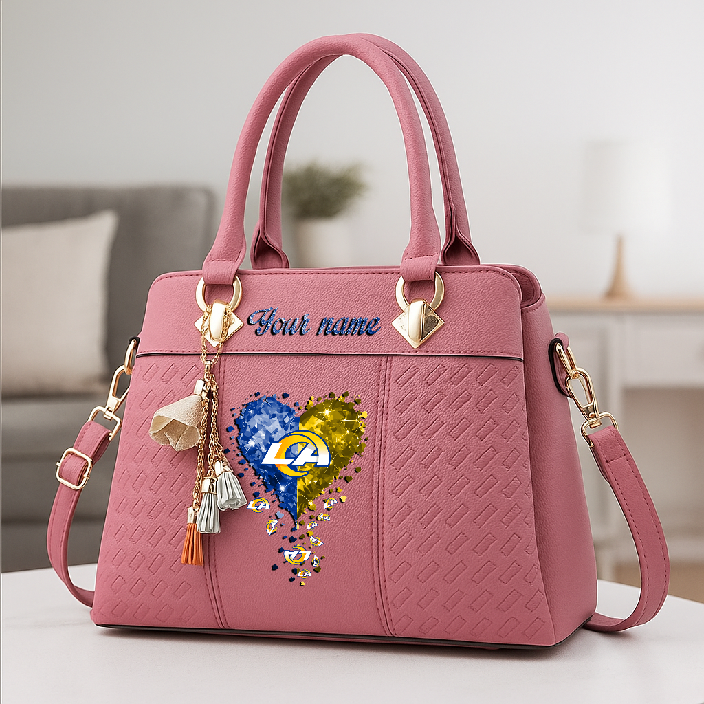 LIMITED EDITION - NEW CUSTOMIZED NFL22 LAR LOS ANGELES RAMS ZIP HANDBAG MULTICOLOR