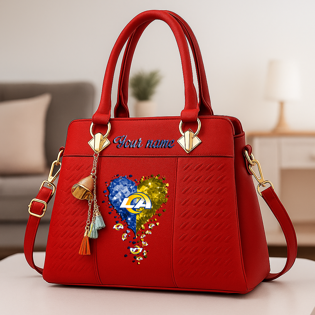 LIMITED EDITION - NEW CUSTOMIZED NFL22 LAR LOS ANGELES RAMS ZIP HANDBAG MULTICOLOR