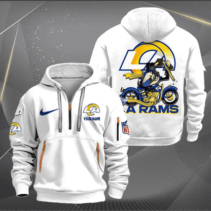 [SPECIAL OFFER] NEW CUSTOMIZED NFL22 LAR LOS ANGELES RAMS MUTICOLOR QUARTER ZIP HOODIE