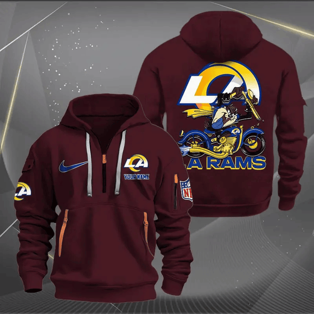 [SPECIAL OFFER] NEW CUSTOMIZED NFL22 LAR LOS ANGELES RAMS MUTICOLOR QUARTER ZIP HOODIE
