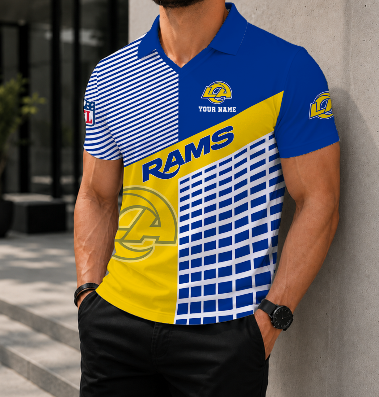 LIMITED EDITION - NEW CUSTOMIZED NFL22 LAR LOS ANGELES RAMS POLO SHIRT