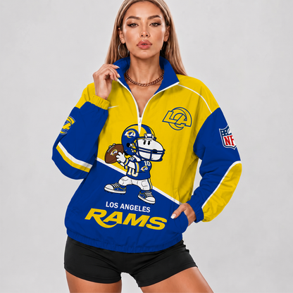 [SPECIAL OFFER] NEW CUSTOMIZED NFL22 LAR LOS ANGELES RAMS V-NECK ZIPPER SWEATSHIRT JACKET