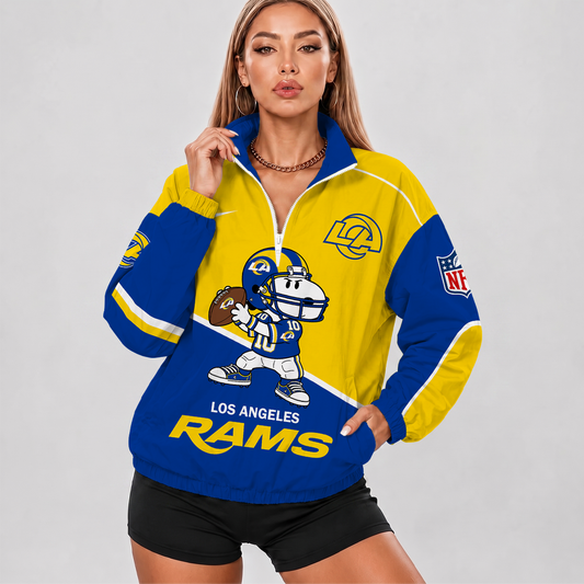 [SPECIAL OFFER] NEW CUSTOMIZED NFL22 LAR LOS ANGELES RAMS V-NECK ZIPPER SWEATSHIRT JACKET