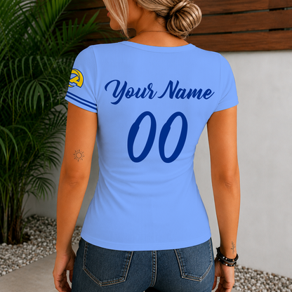 [SPECIAL OFFER] NEW CUSTOMIZED NFL22 LAR LOS ANGELES RAMS WOMEN'S SHORT SLEEVE HENLEY T-SHIRT