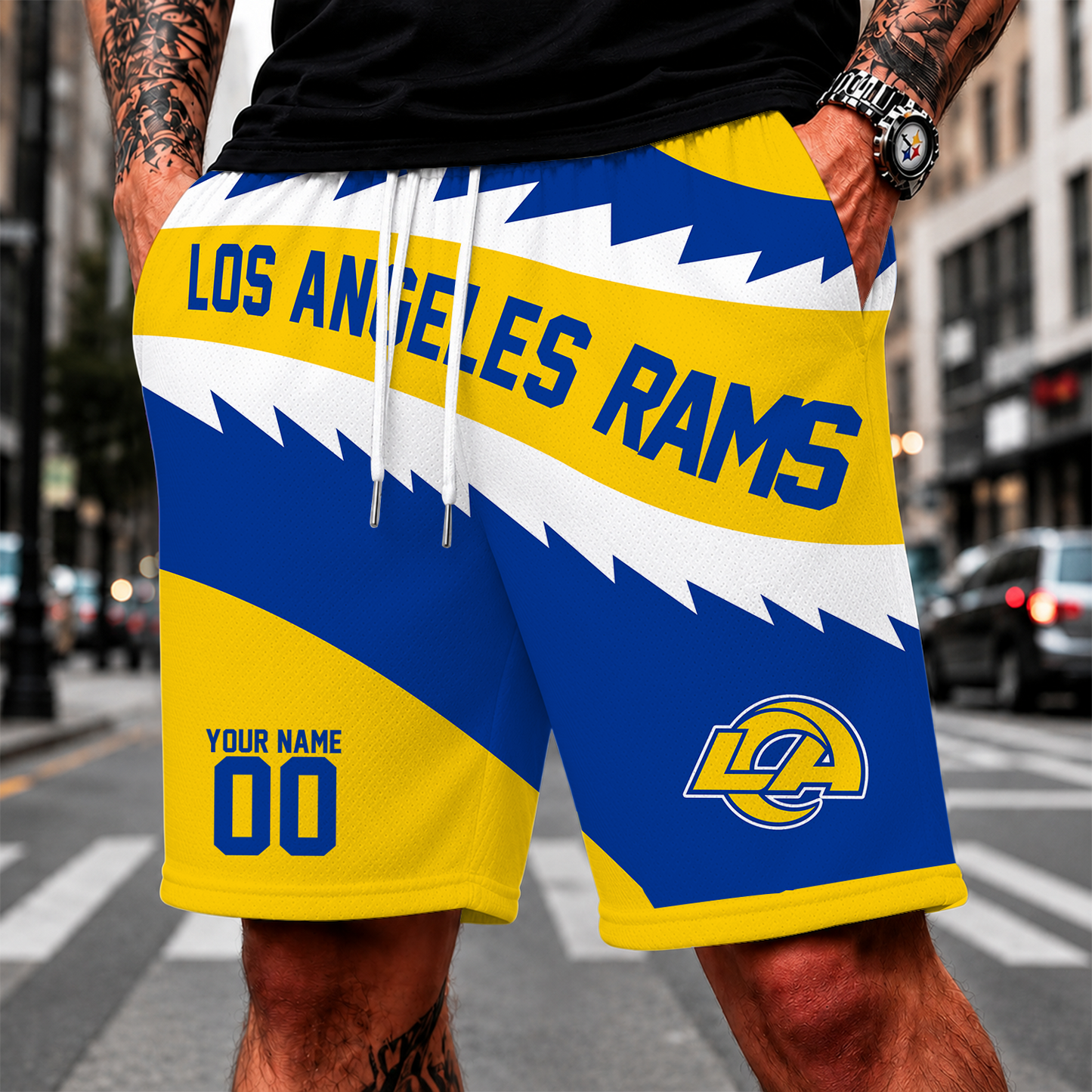 [SPECIAL OFFER] NEW CUSTOMIZED NFL22 LAR LOS ANGELES RAMS SHORT PANTS