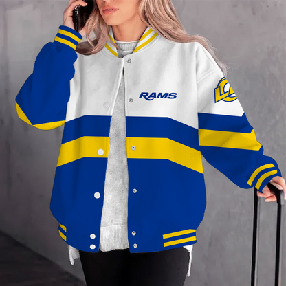 [SPECIAL OFFER] NEW CUSTOMIZED NFL22 LAR LOS ANGELES RAMS SATIN VARSITY & BASEBALL JACKET