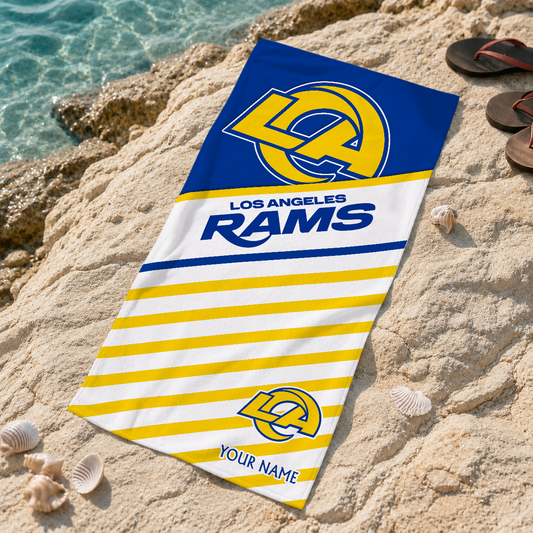 EXCLUSIVE EDITION - NEW CUSTOMIZED NFL22 LAR LOS ANGELES RAMS BEACH TOWEL