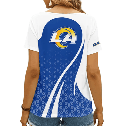 LIMITED EDITION - NEW CUSTOMIZED NFL22 LAR LOS ANGELES RAMS V-NECK FEMALE SHIRT