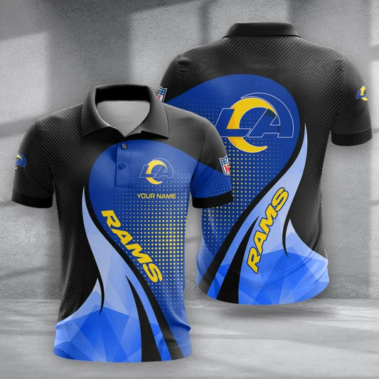 LIMITED EDITION - NEW CUSTOMIZED NFL22 LAR LOS ANGELES RAMS POLO, T-SHIRT & SHORT PANTS SET