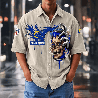 [SPECIAL OFFER] NEW CUSTOMIZED NFL22 LAR LOS ANGELES RAMS SEERSUCKER BUTTON SHIRT