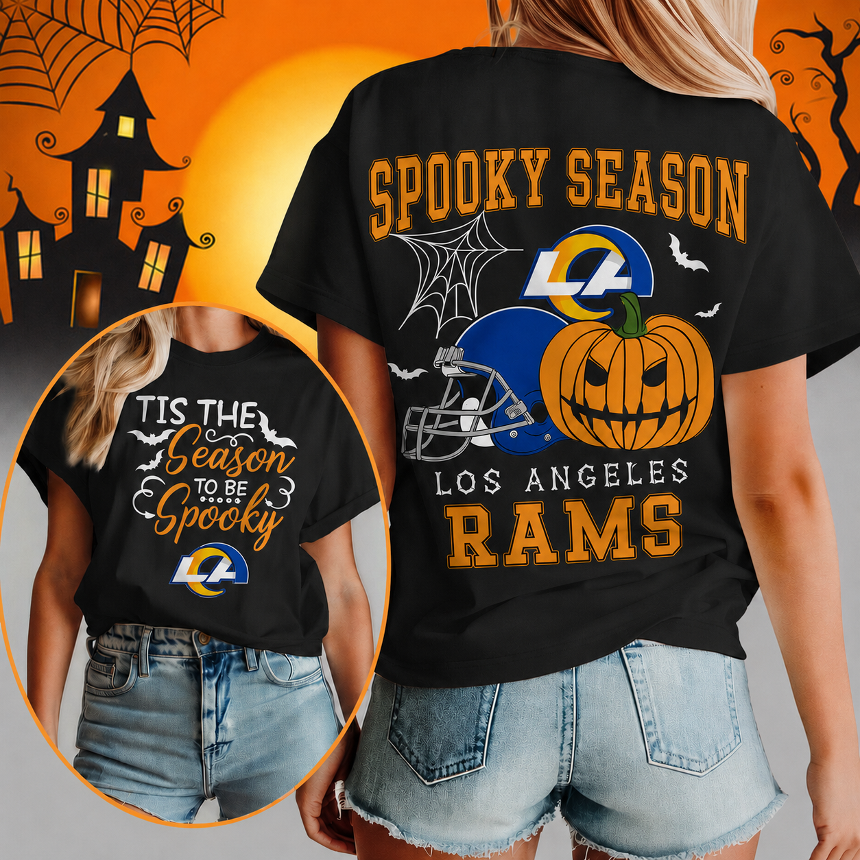LIMITED EDITION - NEW CUSTOMIZED NFL22 LAR LOS ANGELES RAMS  HALLOWEEN T-SHIRT, HOODIE & ZIP HOODIE