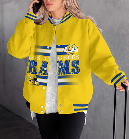 LIMITED EDITION - NEW CUSTOMIZED NFL22 LAR LOS ANGELES RAMS SATIN VARSITY & BASEBALL JACKET