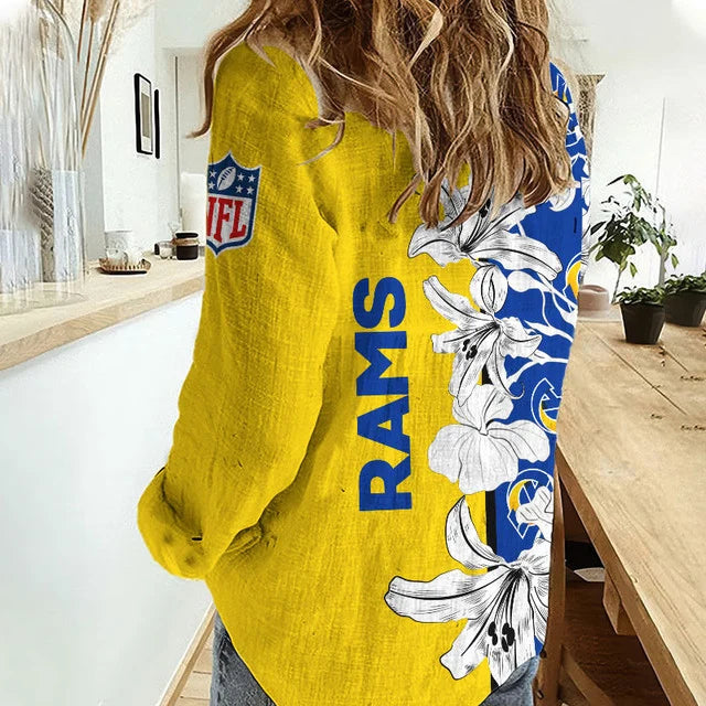 [SPECIAL OFFER] NEW CUSTOMIZED NFL22 LAR LOS ANGELES RAMS WOMEN CASUAL SHIRT FOR FAN