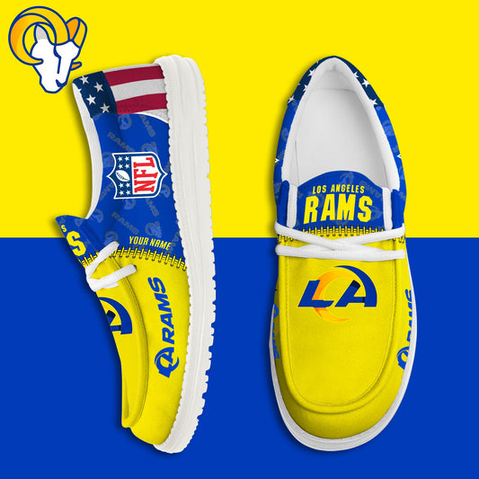 LIMITED EDITION - NEW CUSTOMIZED NFL22 LAR LOS ANGELES RAMS LOAFER SHOES