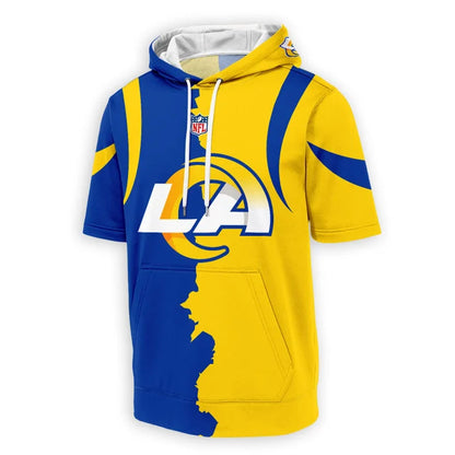 LIMITED EDITION - NEW CUSTOMIZED NFL22 LAR LOS ANGELES RAMS SHORT SLEEVE HOODIE T-SHIRT