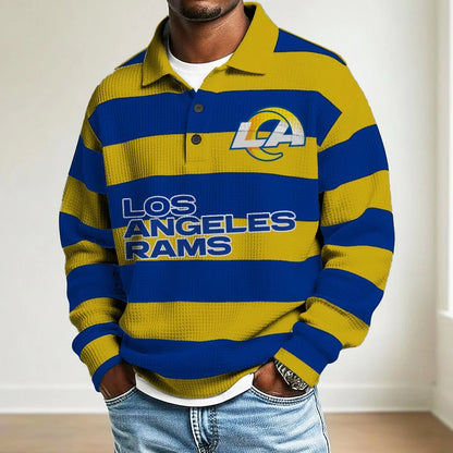 LIMITED EDITION - NEW CUSTOMIZED NFL22 LA RAMS MEN LONG SLEEVE POLO SHIRT