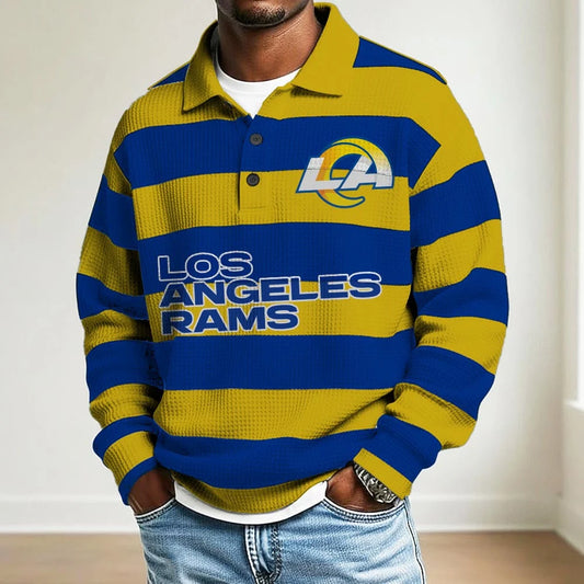 LIMITED EDITION - NEW CUSTOMIZED NFL22 LA RAMS MEN LONG SLEEVE POLO SHIRT
