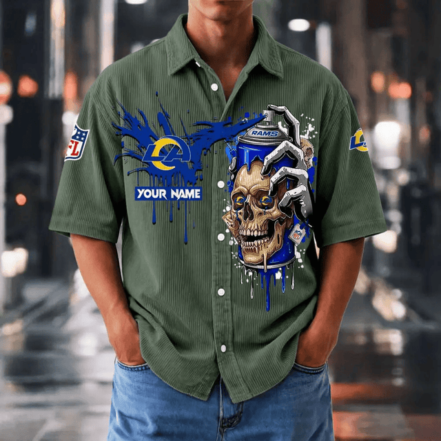 [SPECIAL OFFER] NEW CUSTOMIZED NFL22 LAR LOS ANGELES RAMS SEERSUCKER BUTTON SHIRT