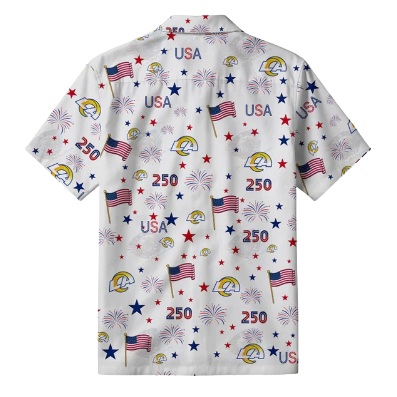 LIMITED EDITION - NEW CUSTOMIZED NFL22 LAR LOS ANGELES RAMS PATRIOTIC 250 USA HAWAIIAN SHIRT