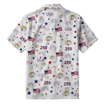 LIMITED EDITION - NEW CUSTOMIZED NFL22 LAR LOS ANGELES RAMS PATRIOTIC 250 USA HAWAIIAN SHIRT