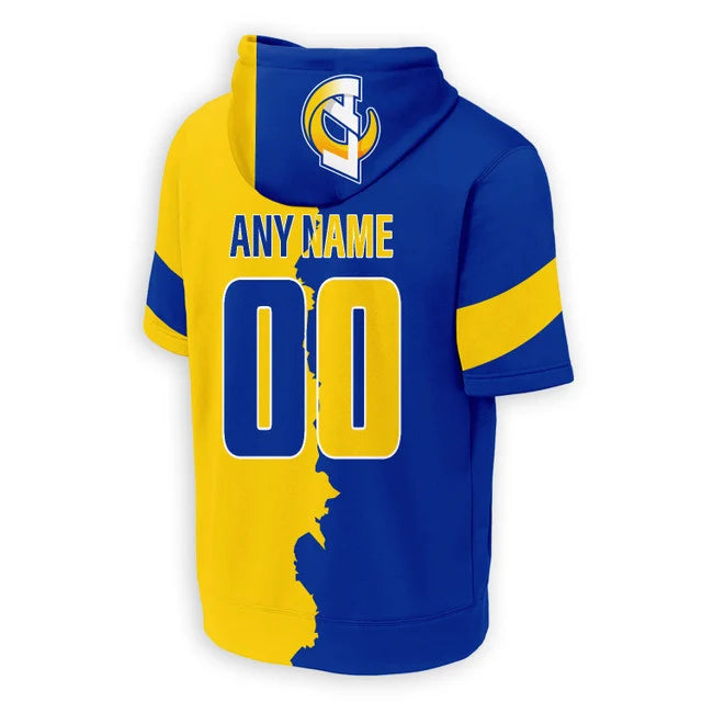 LIMITED EDITION - NEW CUSTOMIZED NFL22 LAR LOS ANGELES RAMS SHORT SLEEVE HOODIE T-SHIRT